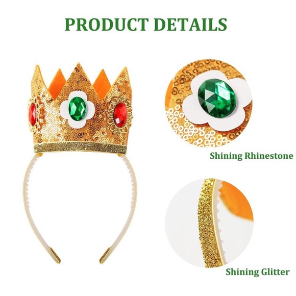 Princess Costume Accessoriess For Women Crown Headband Green Flower Clip On🐹 - Picture 4 of 6